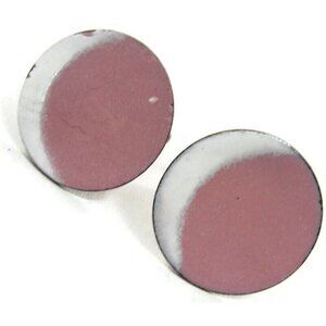 Pink White Moon Enamel Copper Cufflinks Round Shirt Accessories Wedding Vintage